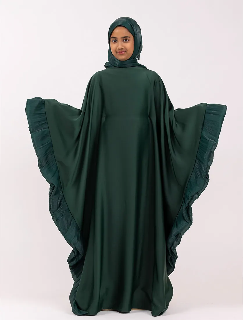 Green Girls Organza Trim Kaftan